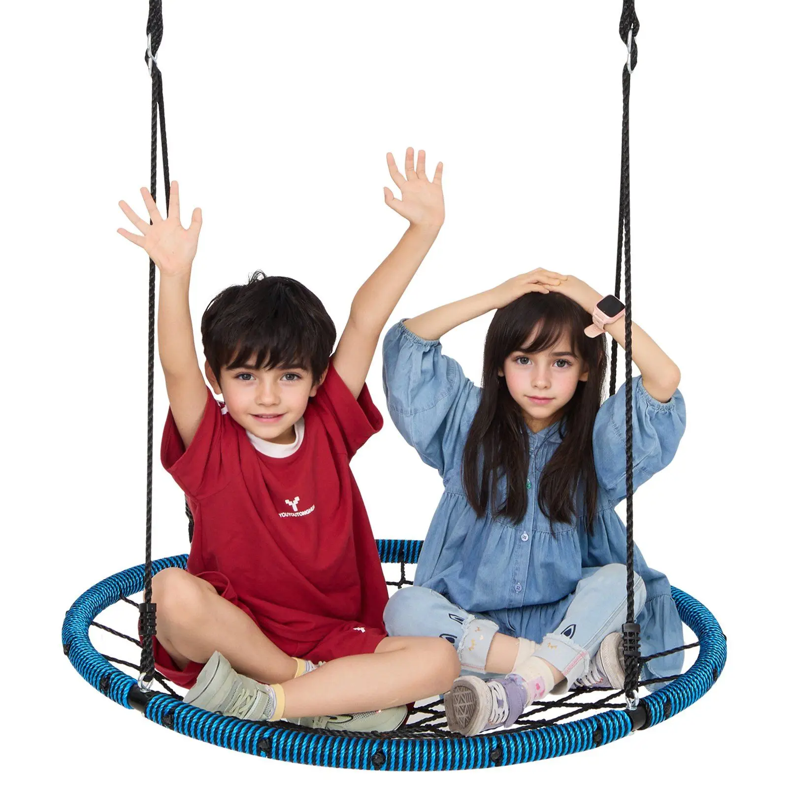 Spider Web Saucer Swing 40 Inch Round Swings for Kids Outdoor 750 lbs