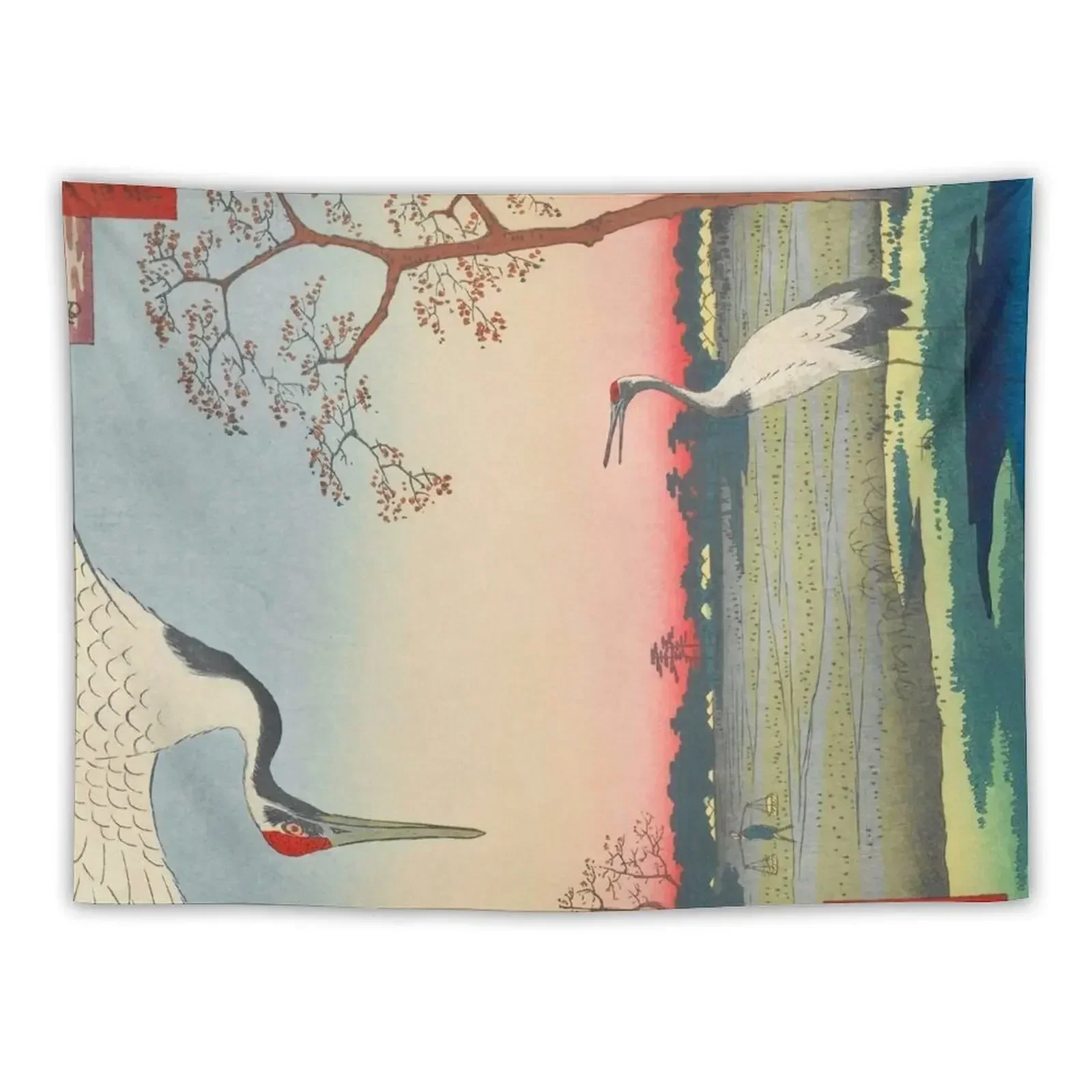 Red-crowned crane Vintage Ukiyo-e Japanese Art Tapestry Carpet Wall Aesthetic Room Decorations Tapestry