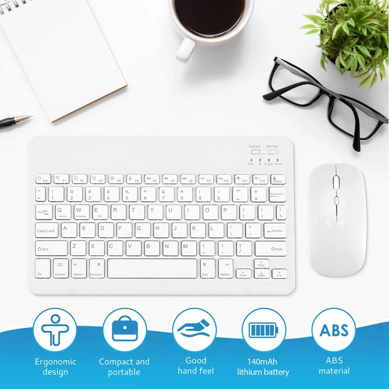 Juego de teclado y ratón inalámbricos Bluetooth silenciosos ultrafinos adecuados para teclado Bluetooth de tableta y portátil
