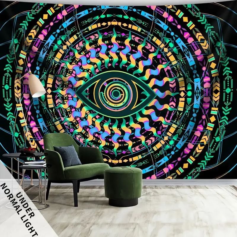 Devil's Eye Mandala Tapestry, Colorful Geometric Tribal Wall Hanging, Bohemian-Style Bedroom Tapestry, Spiritual Home Decor