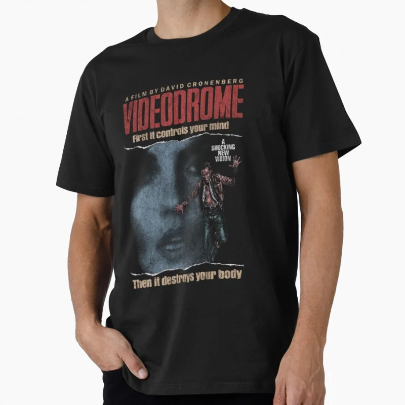 

Videodrome, David cronenberg 80s horro Sci Fi Scary halloween Gift T-shirt for men large size Tops 100% cotton printed clothes