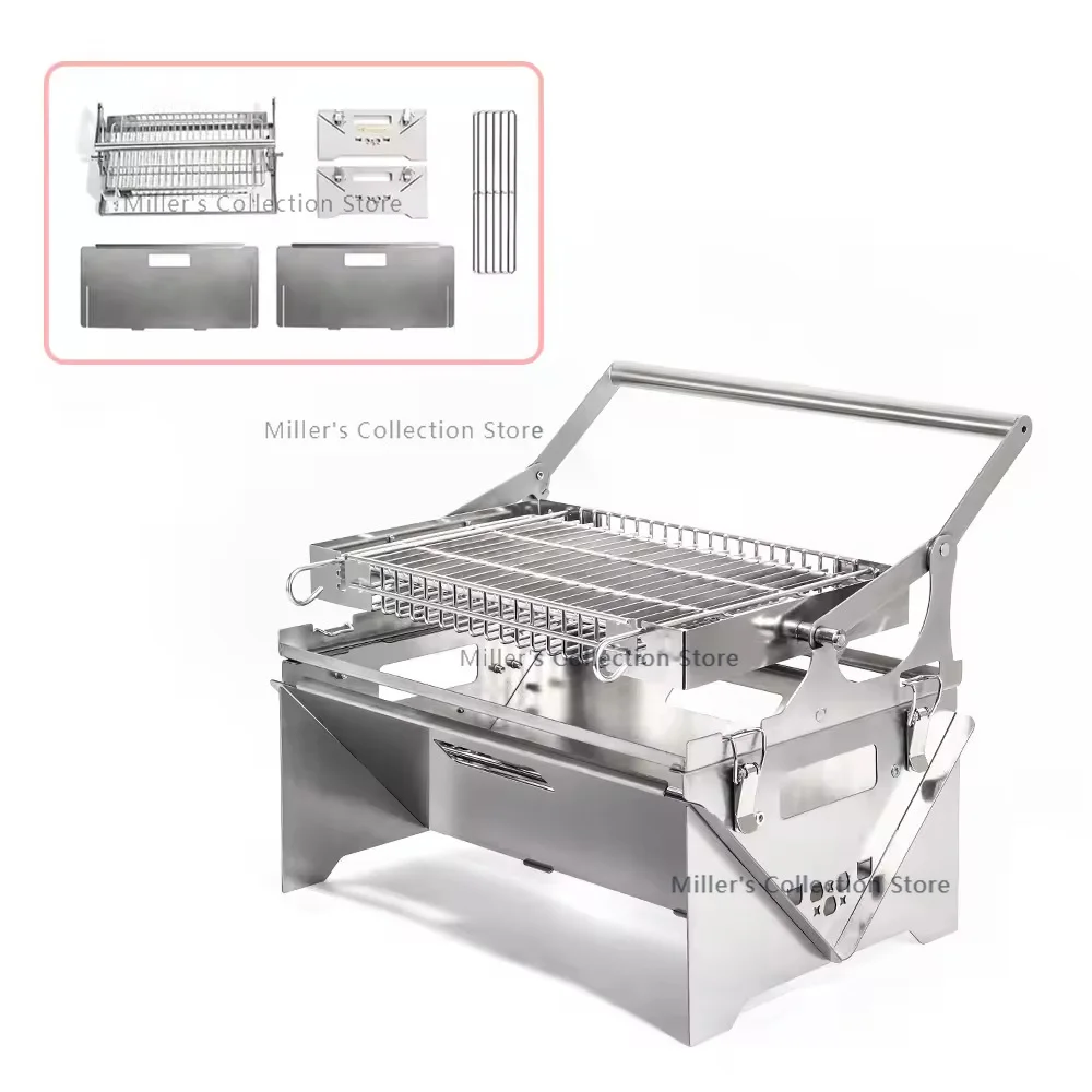 

Stainless Steel Flip Grill BBQ Grill Portable Smoker for Home Kitchens Electronic for Baking Travel