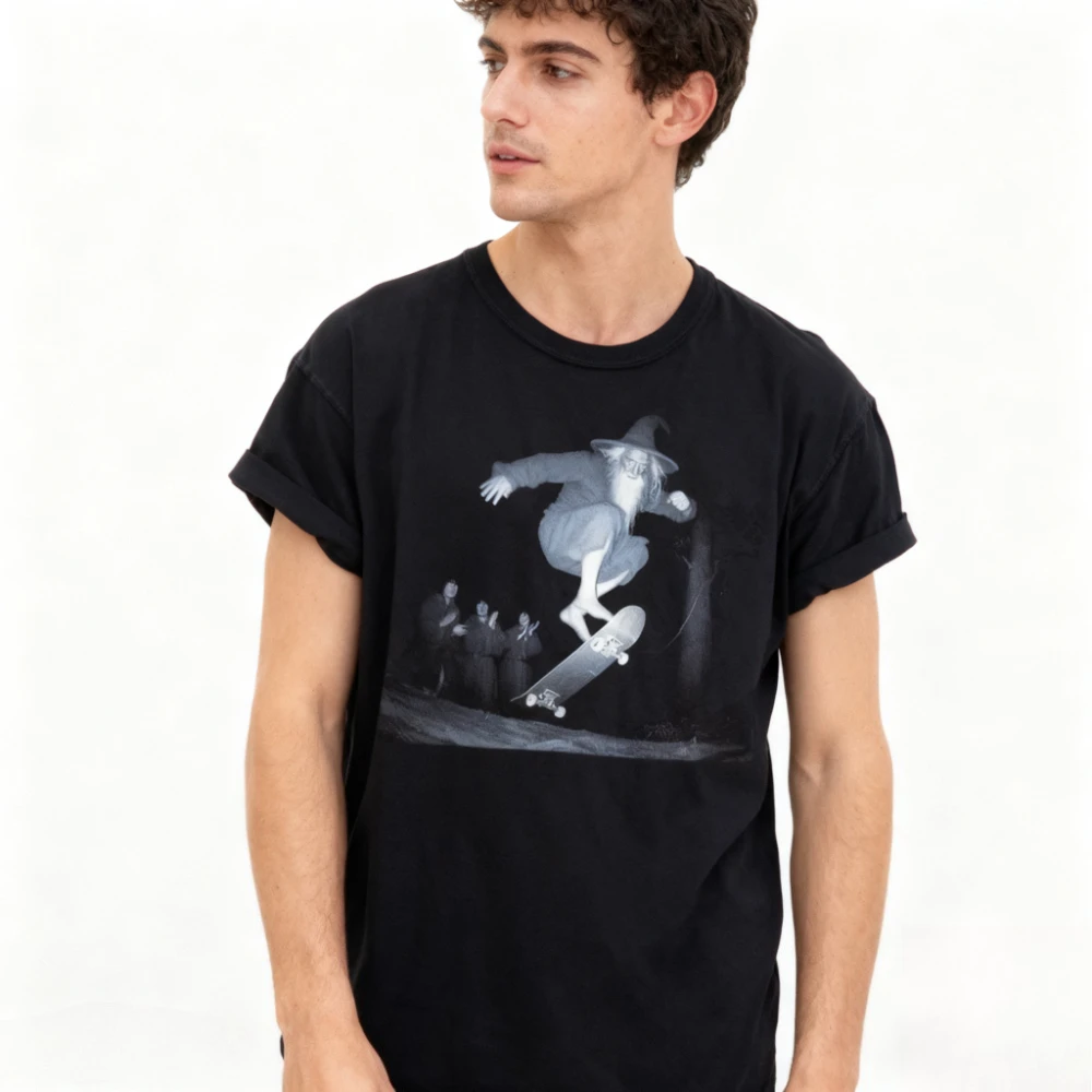 Wizard Skatebaording Tshirt Vintage Meme T-shirt Oddly Specific Shirt Internet Meme Image Printed Tee Mens Daily Life Cotton Top