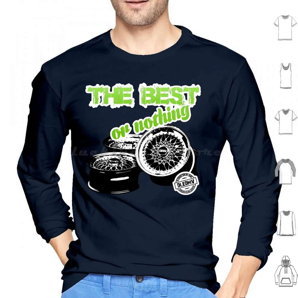 Dledmv-The Best or Nothing هوديي قطني بأكمام طويلة بشعار Dledmv Stance محرك سباق السيارات Motteur Voiture Hellaflush
