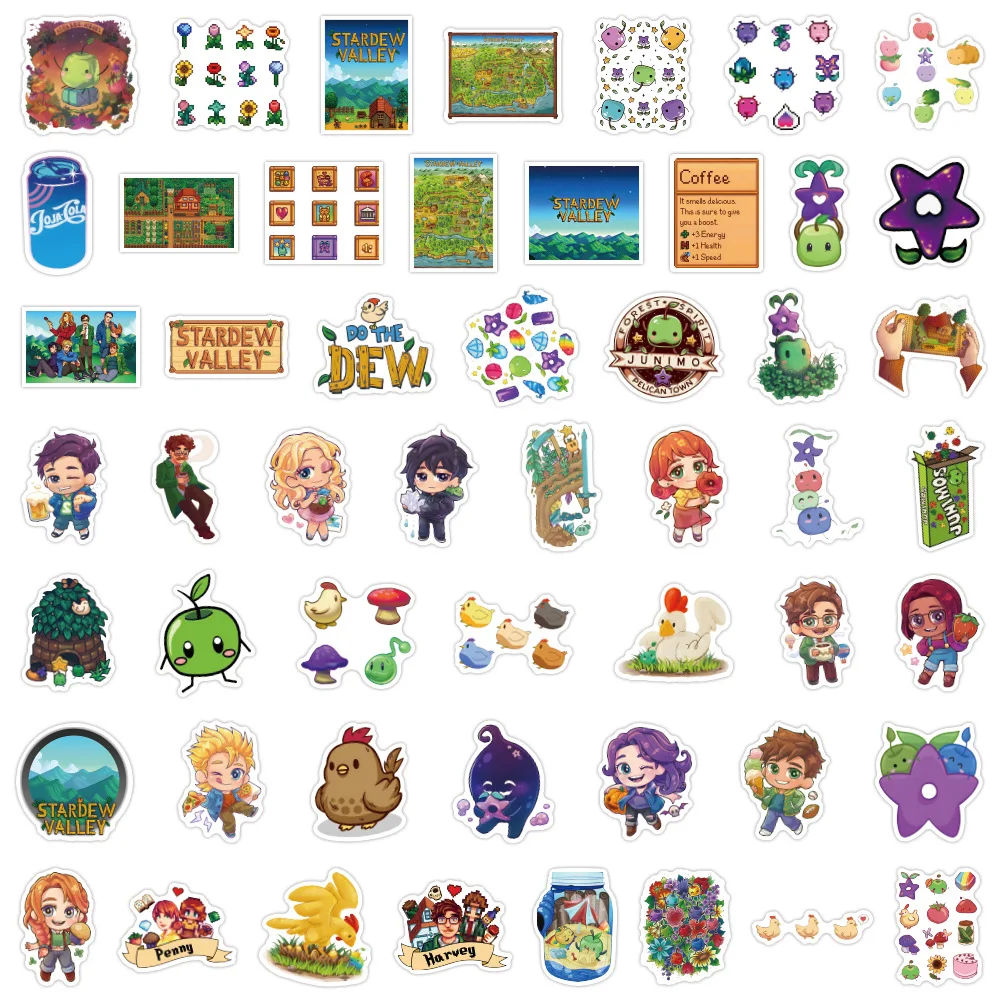 50pcs Stardew Valley Cartoon Decoration Stationery Cup Computer Waterproof Sticker view 2