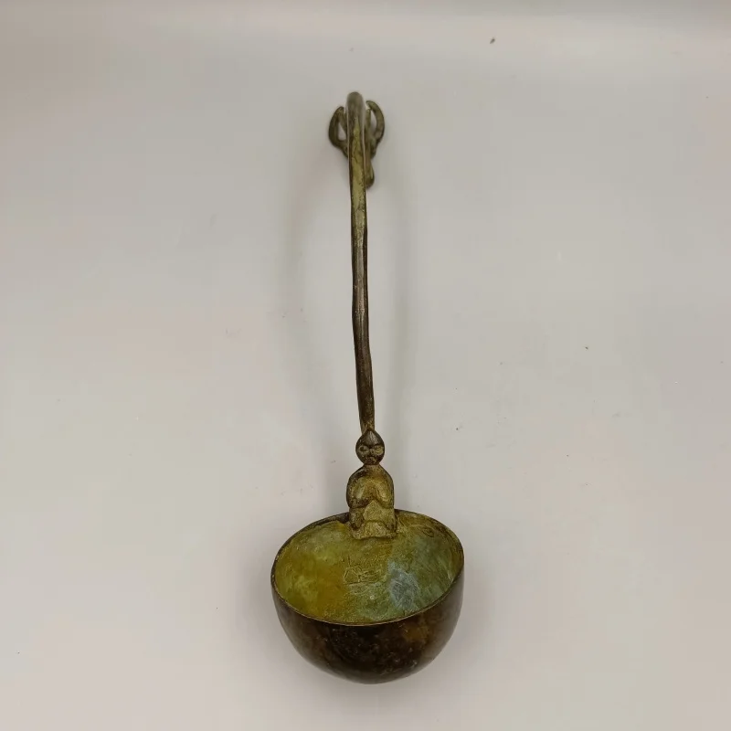 Cow Head Copper Spoon with Curved Handle, Home Decorative Craft
