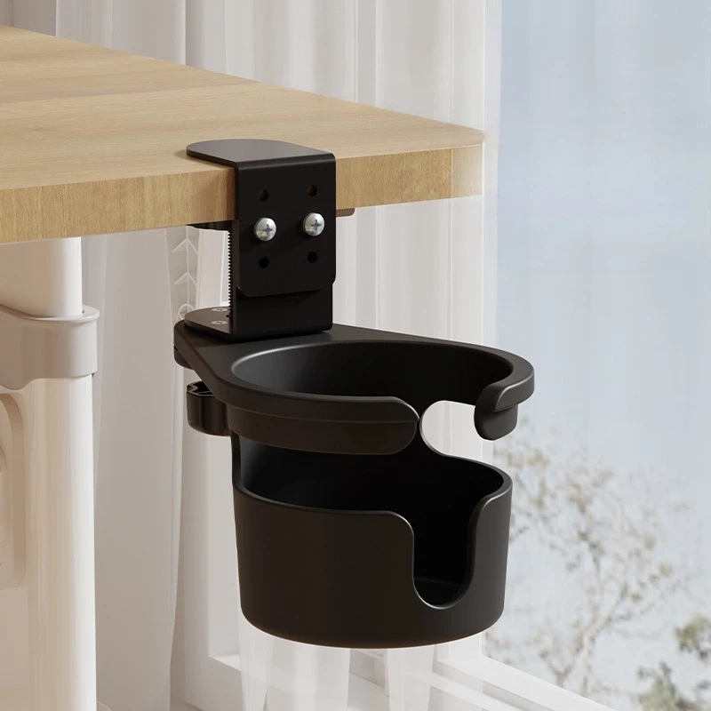 

Desktop rotating cup holder with perforated cup holder at the edge of the table, coffee beverage cup storage rack
