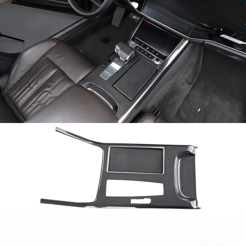 

For Audi A8 2018-2021 Real Dry Carbon Fiber Central Control Gear Panel Sticker Interior Modification Decorative Accessories