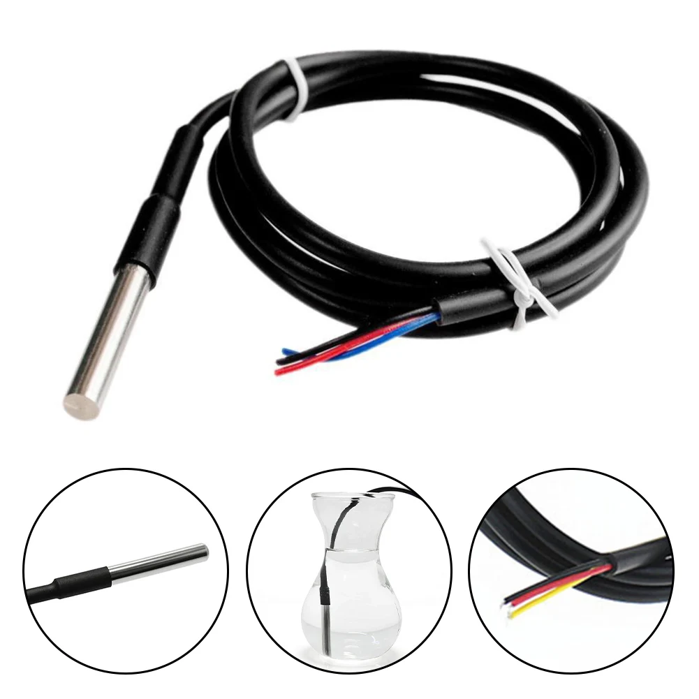 1/2/3/5meter Cable Digital Stainless Steel Temperature Sensor Temperature Sensor Waterproof 9-12-bit Adjustable Resolution