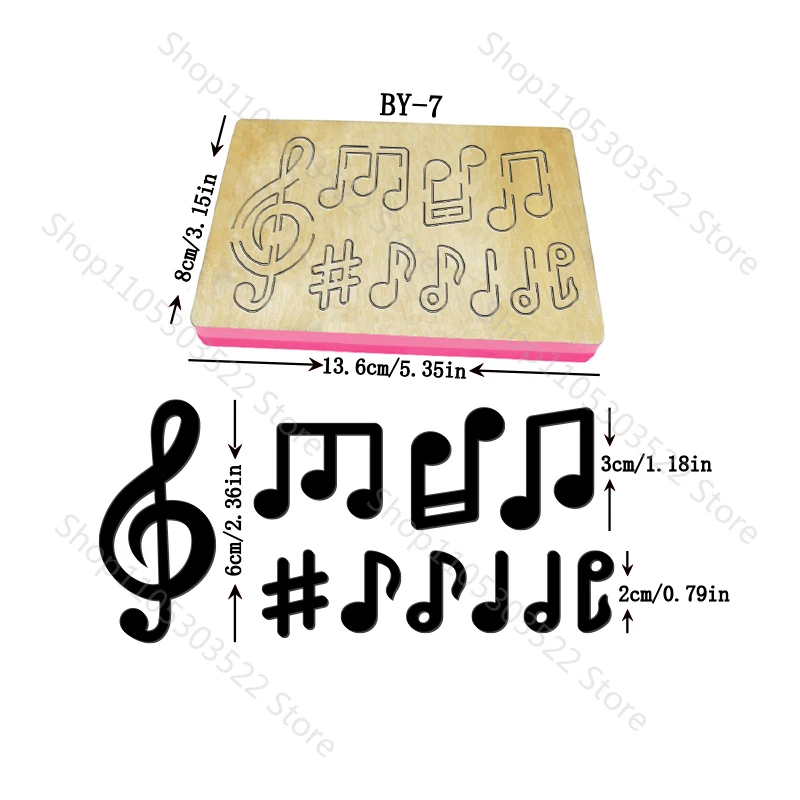 

Деревянные вырубные штампы с музыкальными символами для машин для рукоделия, совместимые с популярными устройствами для вырезания форм BY-7