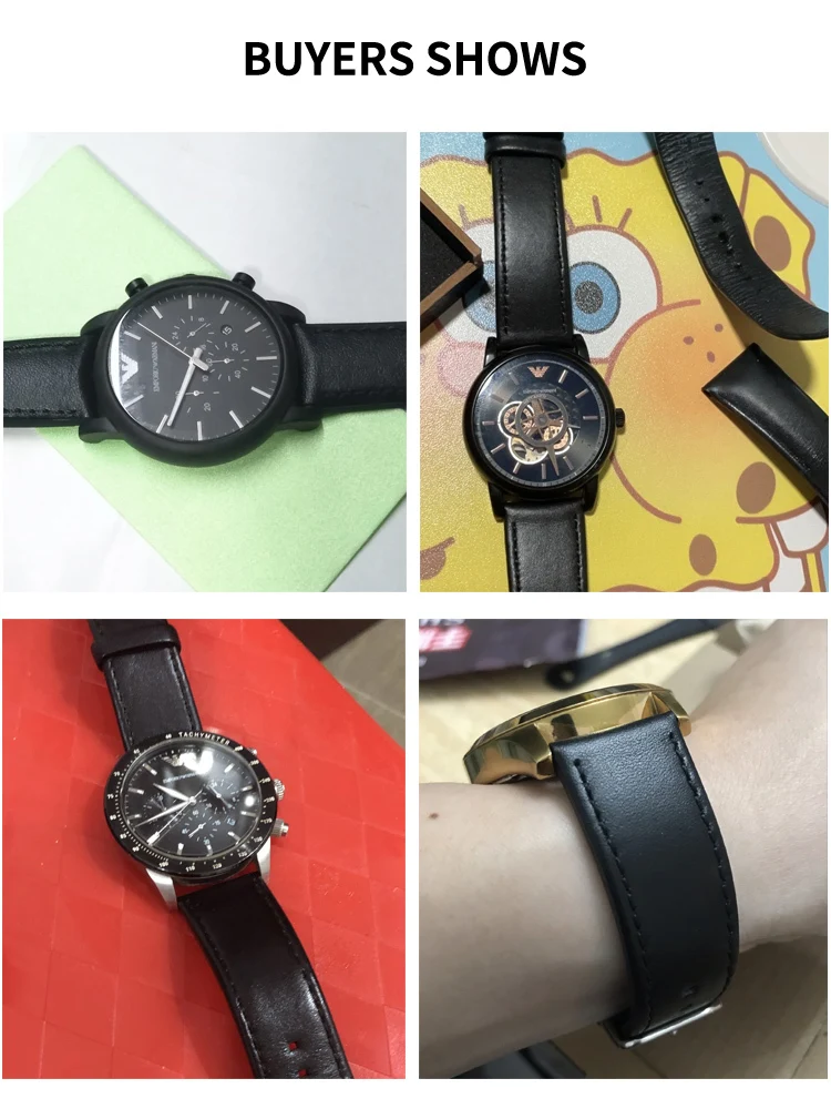 Genuine Leather Watchband for Armani Ar1692 1694 1732 1828 2075 Ax2098 Waterproof Sweat-Proof Soft Comfortable Watch Strap 20 22