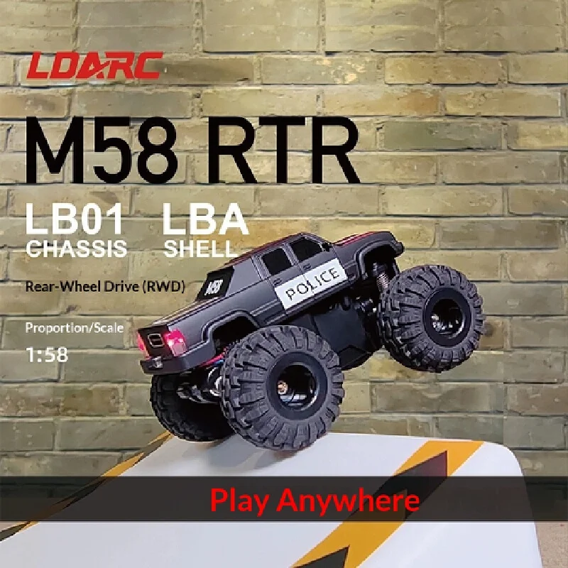 

LDARC M58 1/58 Micro Monster Truck Mini Desktop RC Car with CT01 Transmitter RTR