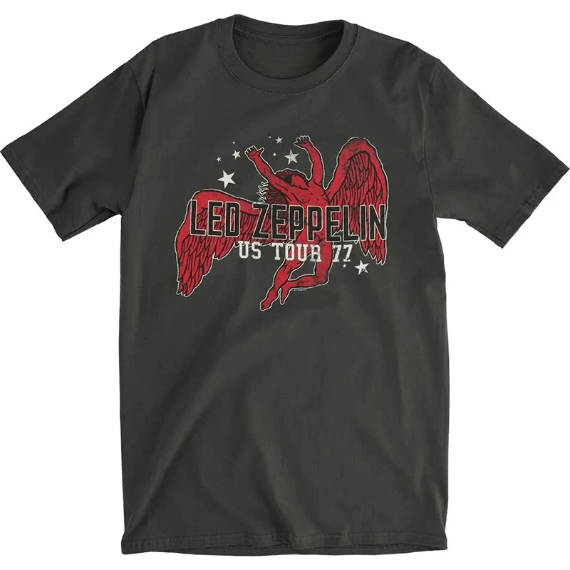 Best Led Zeppelin Band Graphic Cotton T-shirt Unisex Summer Short Sleeve Fashion Brand Tee Luxury Casual Vintage Tees