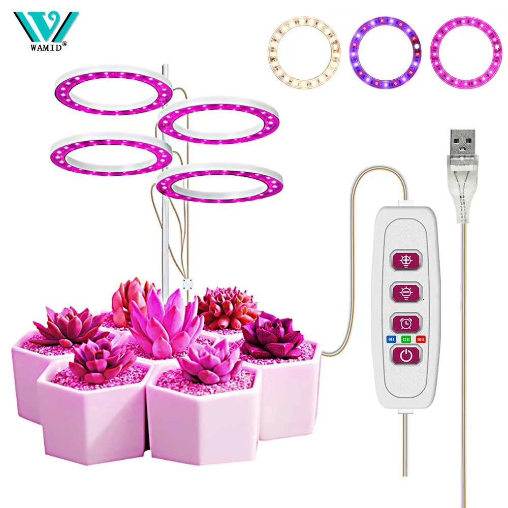 LED Grow Light Full Spectrum with UV IR Angel Ring Phytolamp DC5V USB for Indoor Grow Tent Planting