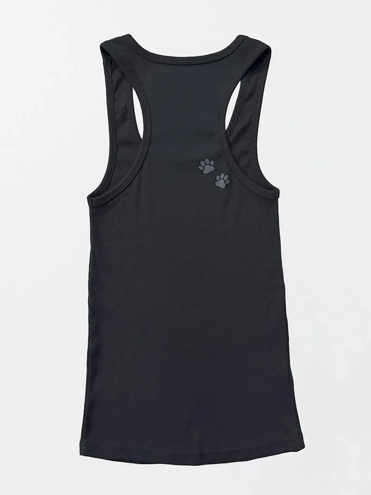 2026 Hot Pink Racerback Tanktop mit Herz-Logo, gerippt, schmal geschnitten, ärmelloses Basic-Camisole – Detail 4