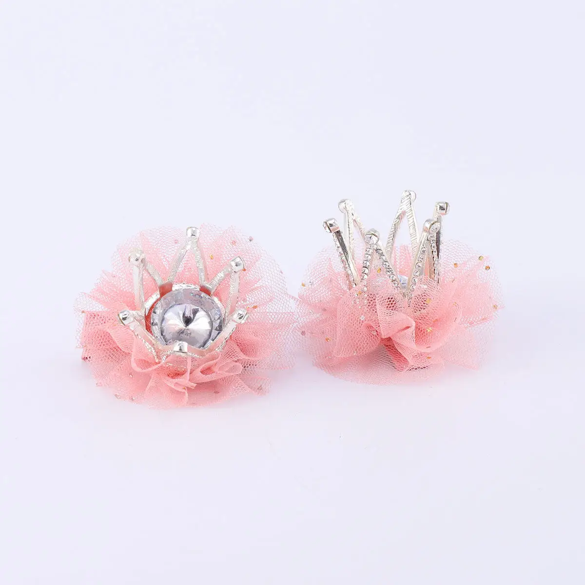 

Набор из 2 заколок для волос с 3D-сеткой и стразами в форме короны для девочек, милые блестящие заколки из сплава для повседневного использования и выступлений на сцене