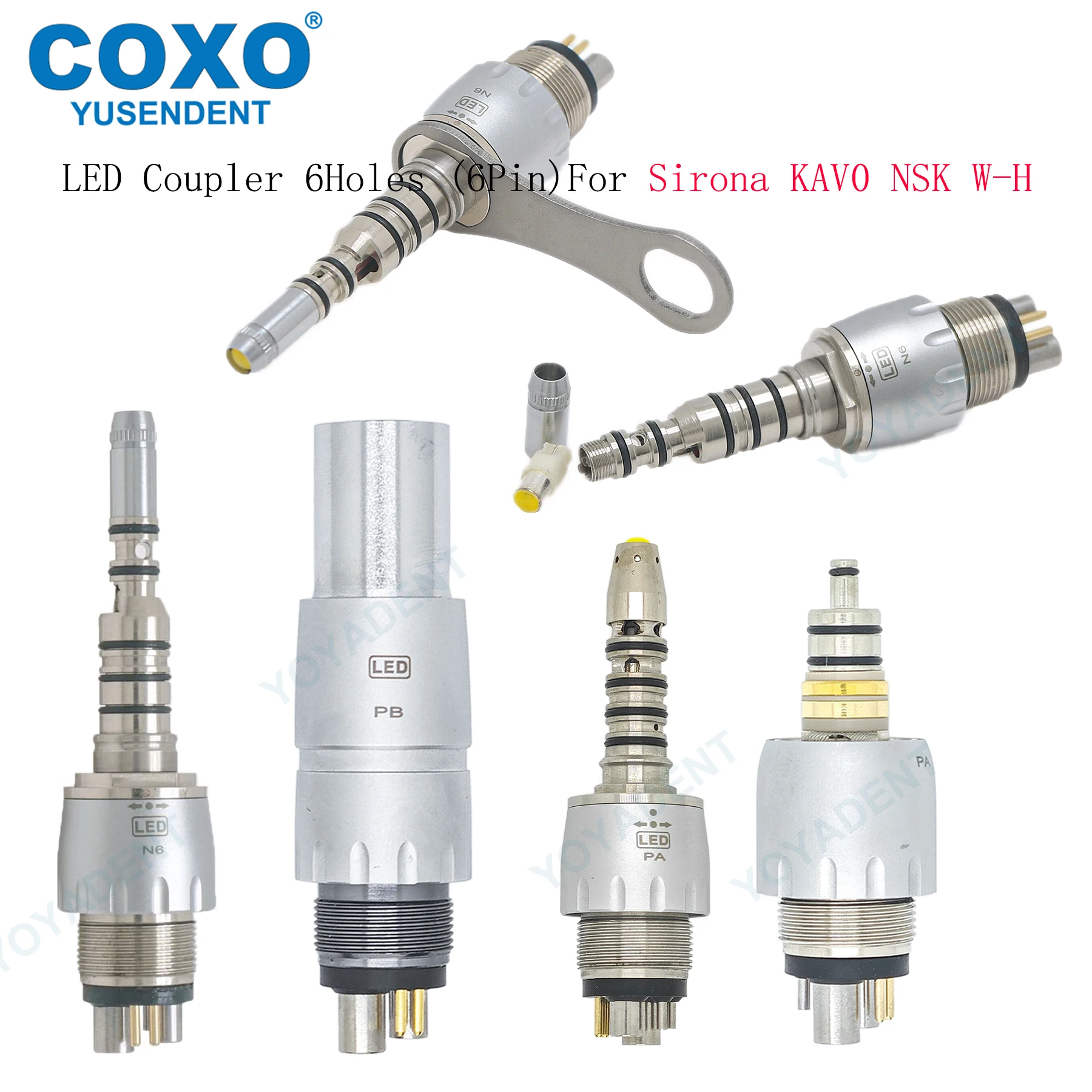 

COXO Dental LED Coupling 6Hole Coupler For Fiber Optic High Speed Handpiece Fit KAVO NSK W-H SIRONA Dentist Tools