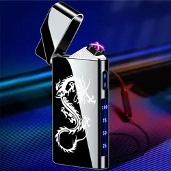 Electric Plasma Flameless USB Lighter Metal Outdoor Windproof Digital Power Display Touch Sensing Unusual Lighter Gift