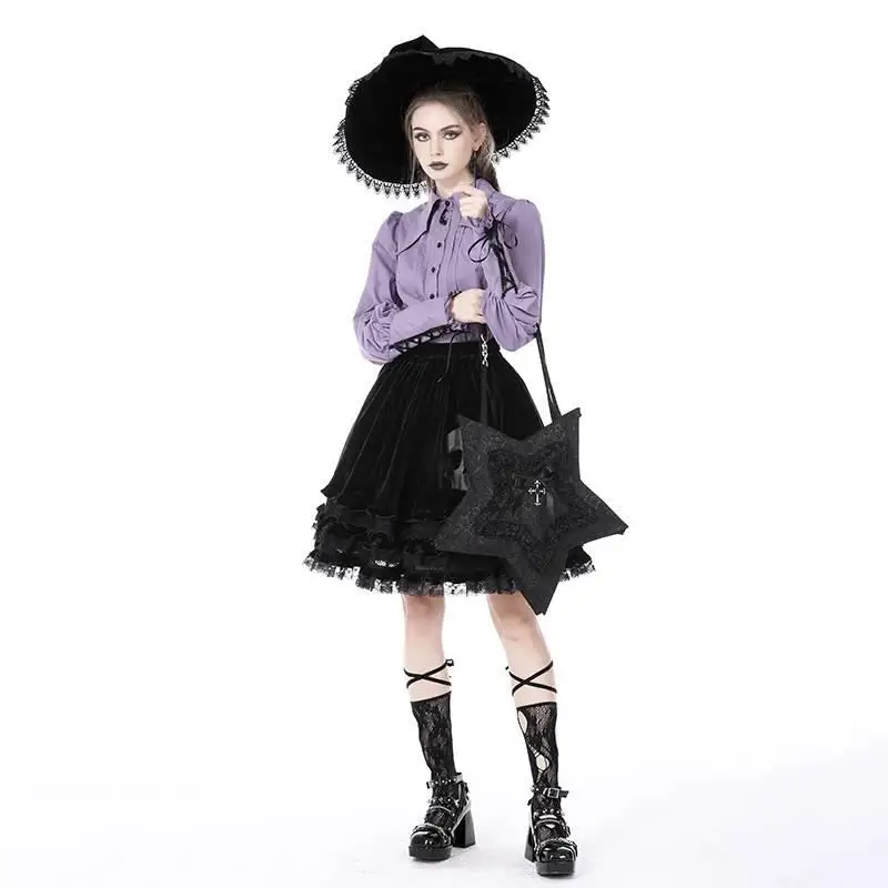 

Original Design Gothic Star Handbag Personali ABG006 American Retro Sle Pure Color Geometric Bag Double Strap Zipper Closure