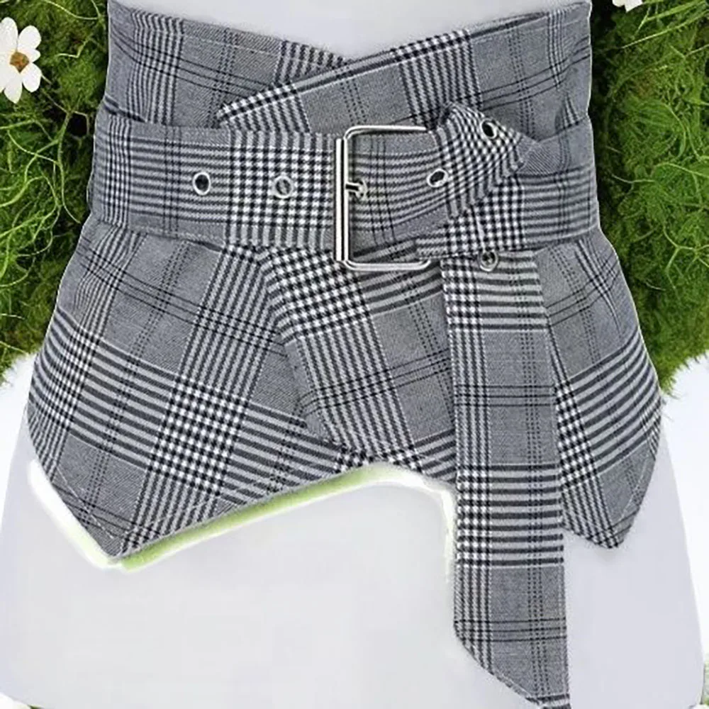 plaid waistband with trendy plaid belt girdle  waist belt versatile trend plaid waist wide belt decorative shirt dress swea