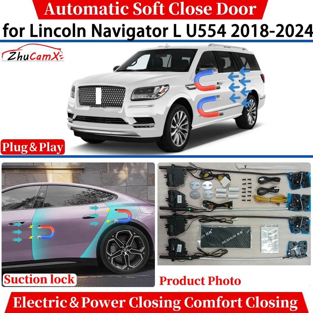

ZhuCamX for Lincoln Navigator L U554 2018-2024 Car Automatic Soft Close Door Electric Power Comfort Closing Suction lock System