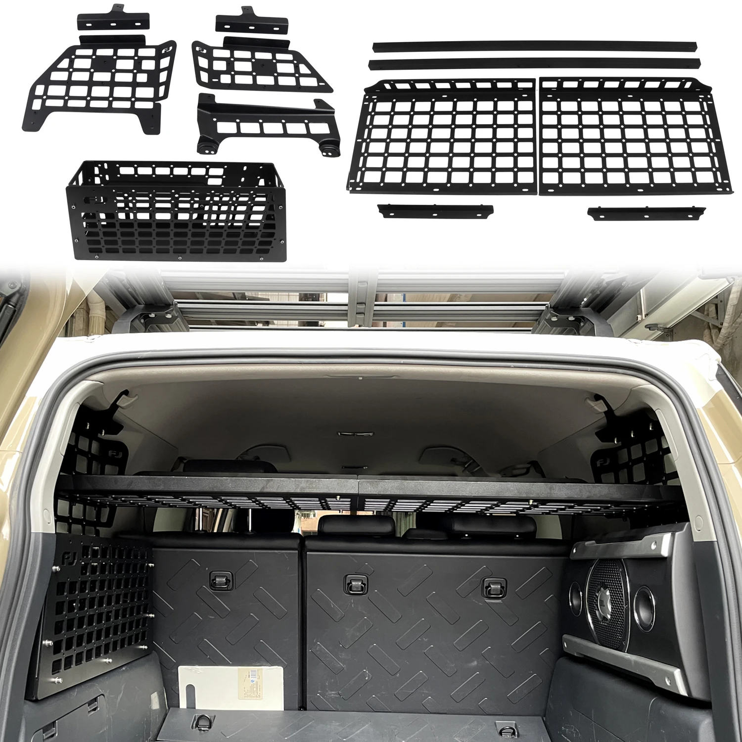 

Molle Panels For Toyota FJ Cruiser (XJ10) 2007-2022 Aluminum Alloy Rear Trunk Shelf Modular Storage Racks Luggage Organizers