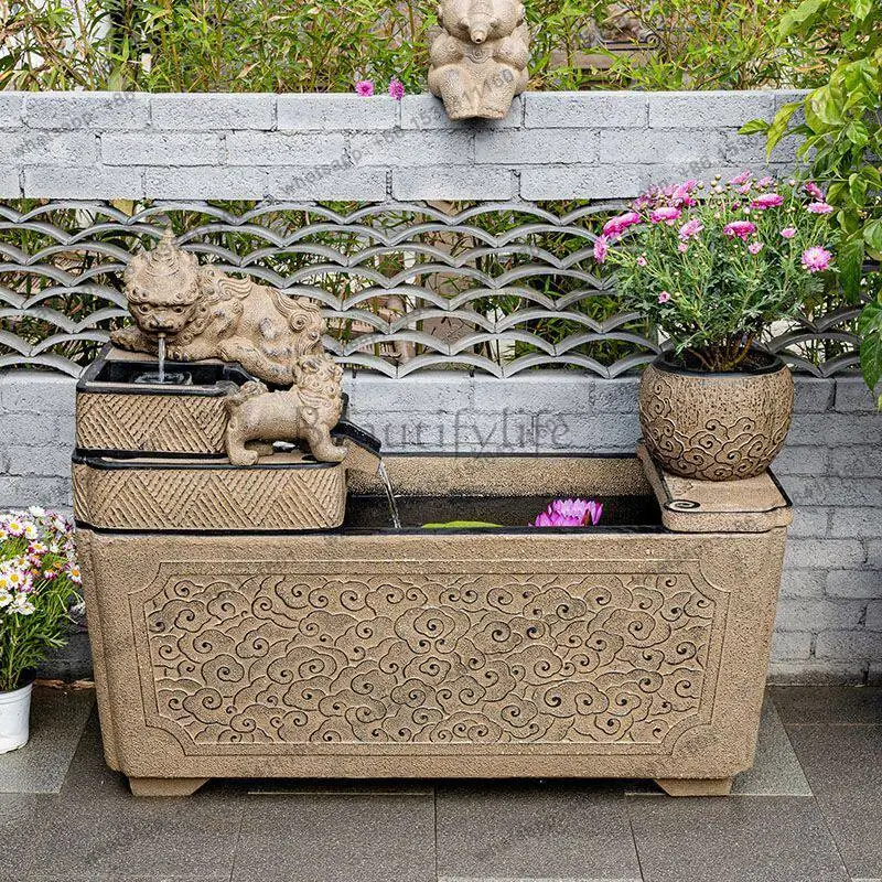 Water Circulating Water Outdoor Fish Pond Landscaping Entrance Courtyard Floor-to-ceiling Water Feature Fountain Goldfish Tank