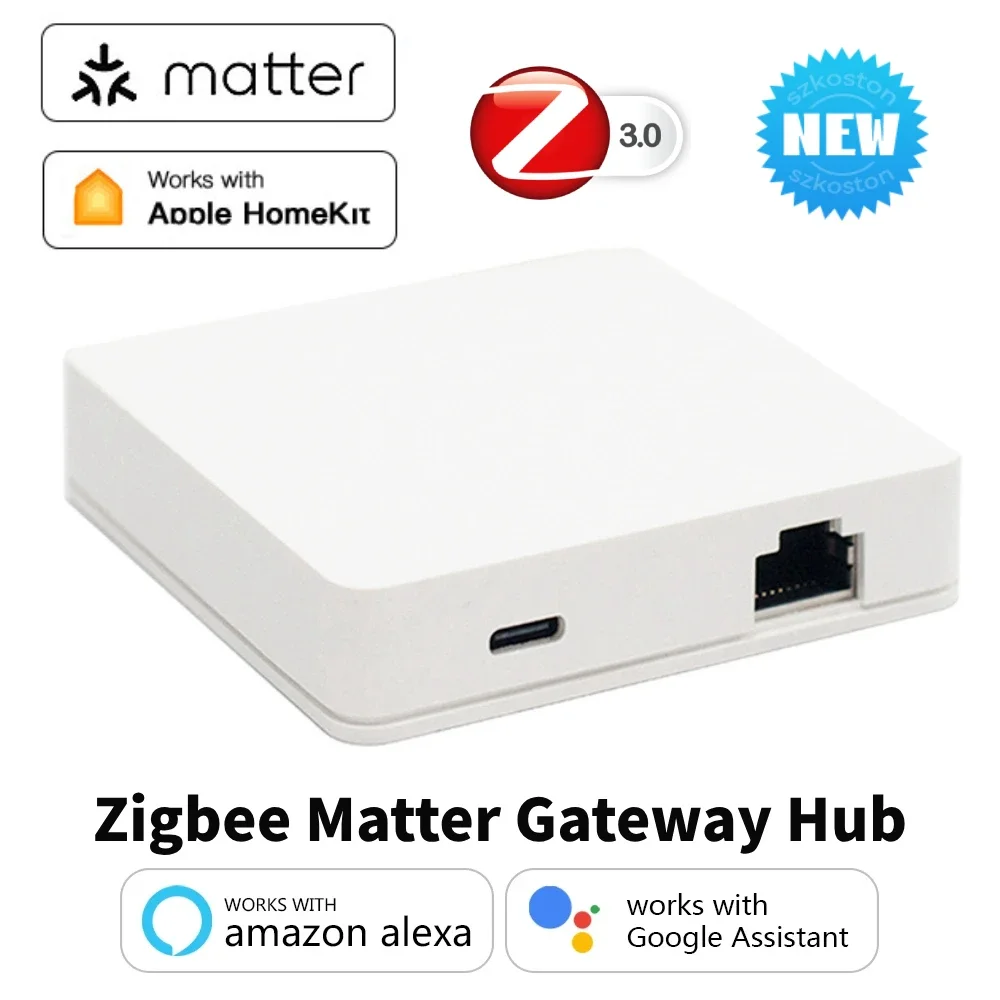 Matter Protocol ZigBee3.0 Wired Gateway Hub Smart Home Automation Bridge Voice Control Works with Homekit Alexa Google