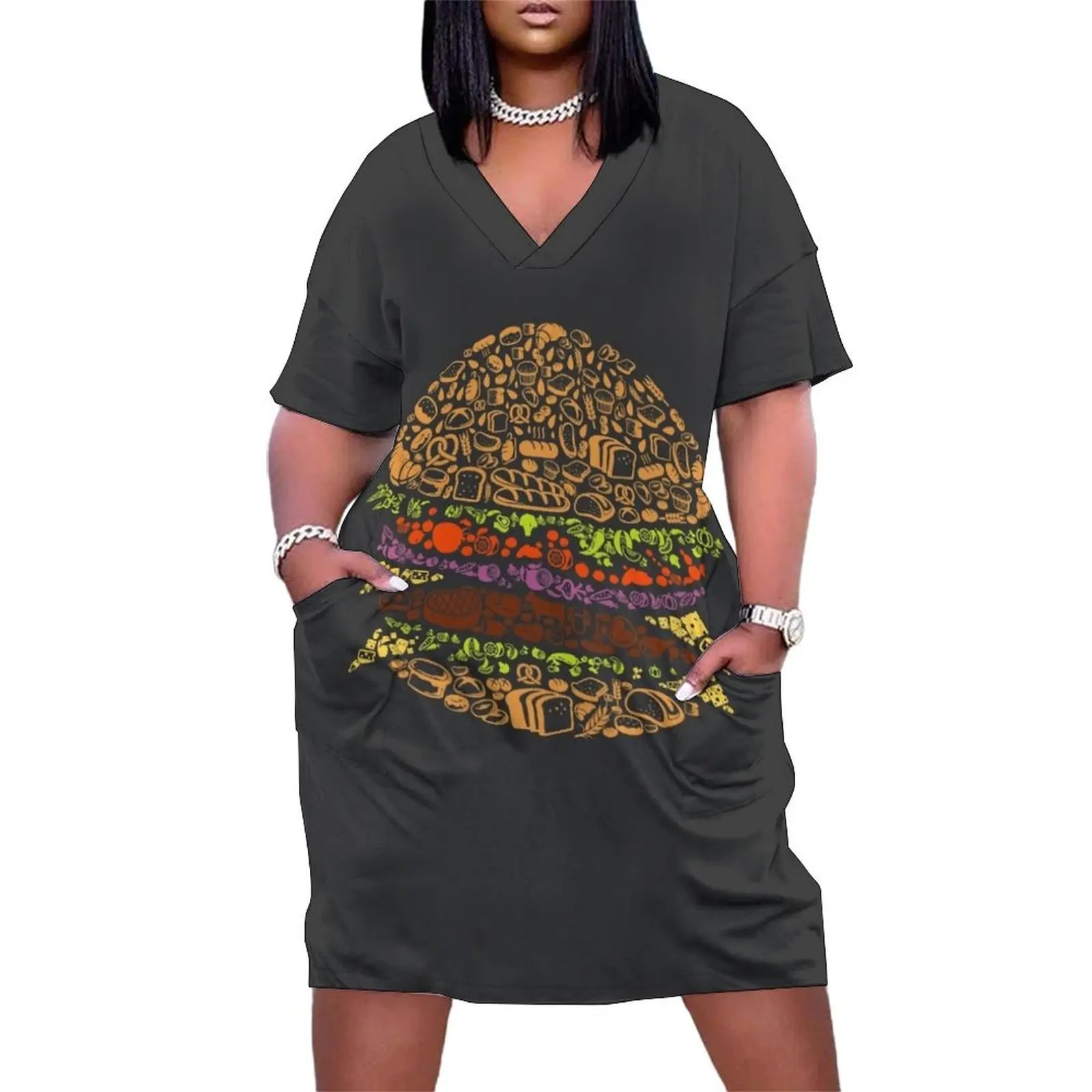 

Cheeseburger Loose Pocket Dress summer women's suit clothing women summer 2025