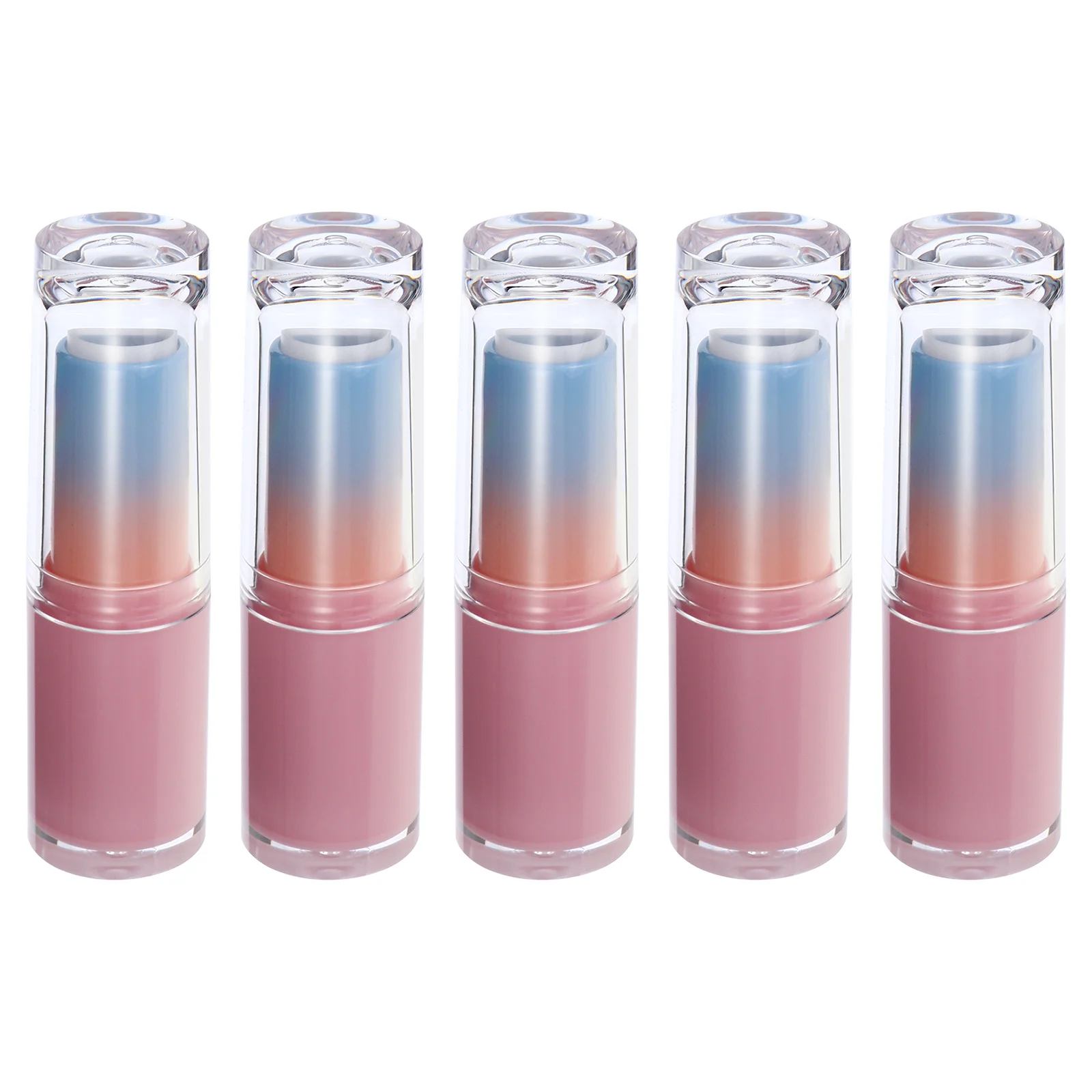 5 Pcs Lipstick Tube Balm Container Filling Empty Reusable DIY Plastic Containers Gradient Tubes