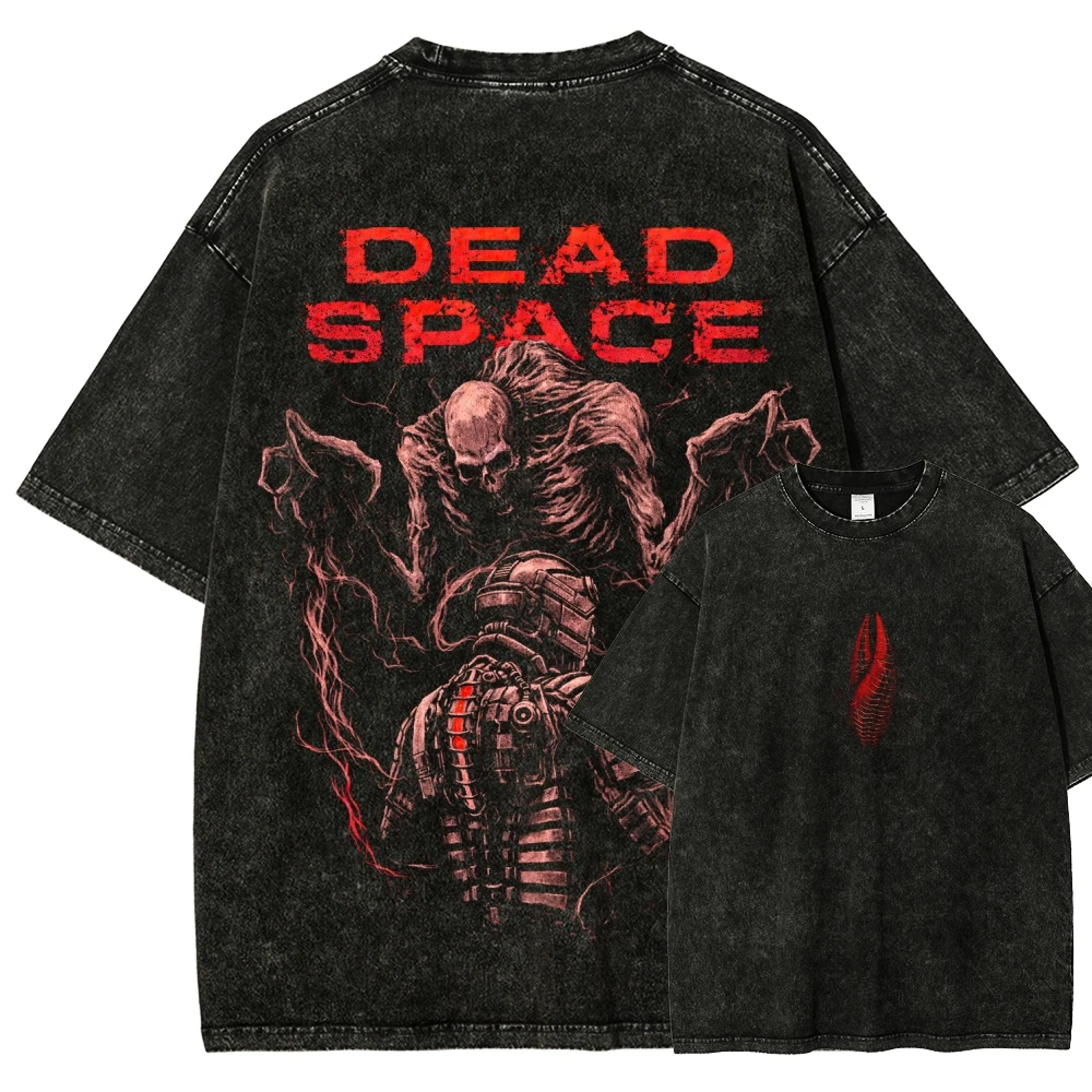 Dead Space Game T-Shirt Vintage Washed Y2K Ästhetik Unisex Oversized Kurzarm Sommer Baumwolle Retro Streetwear 2026 Heißer Verkauf – Detail 3