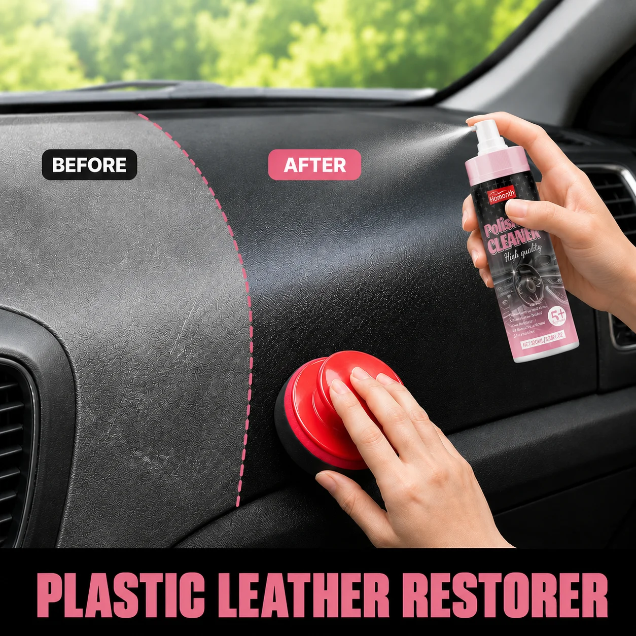 Car Dashboard & Interior Restorer Spray Anti Aging Protectant Polish Plastic Leather Remove Dirt Stains