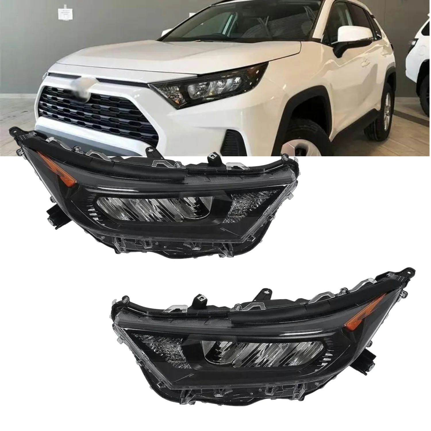 

LE 2019+ LED Headlight USA Type Black HeadLamp Auto Front Light Accessories Parts 81150-0R150 81110-0R150 for Toyota RAV4
