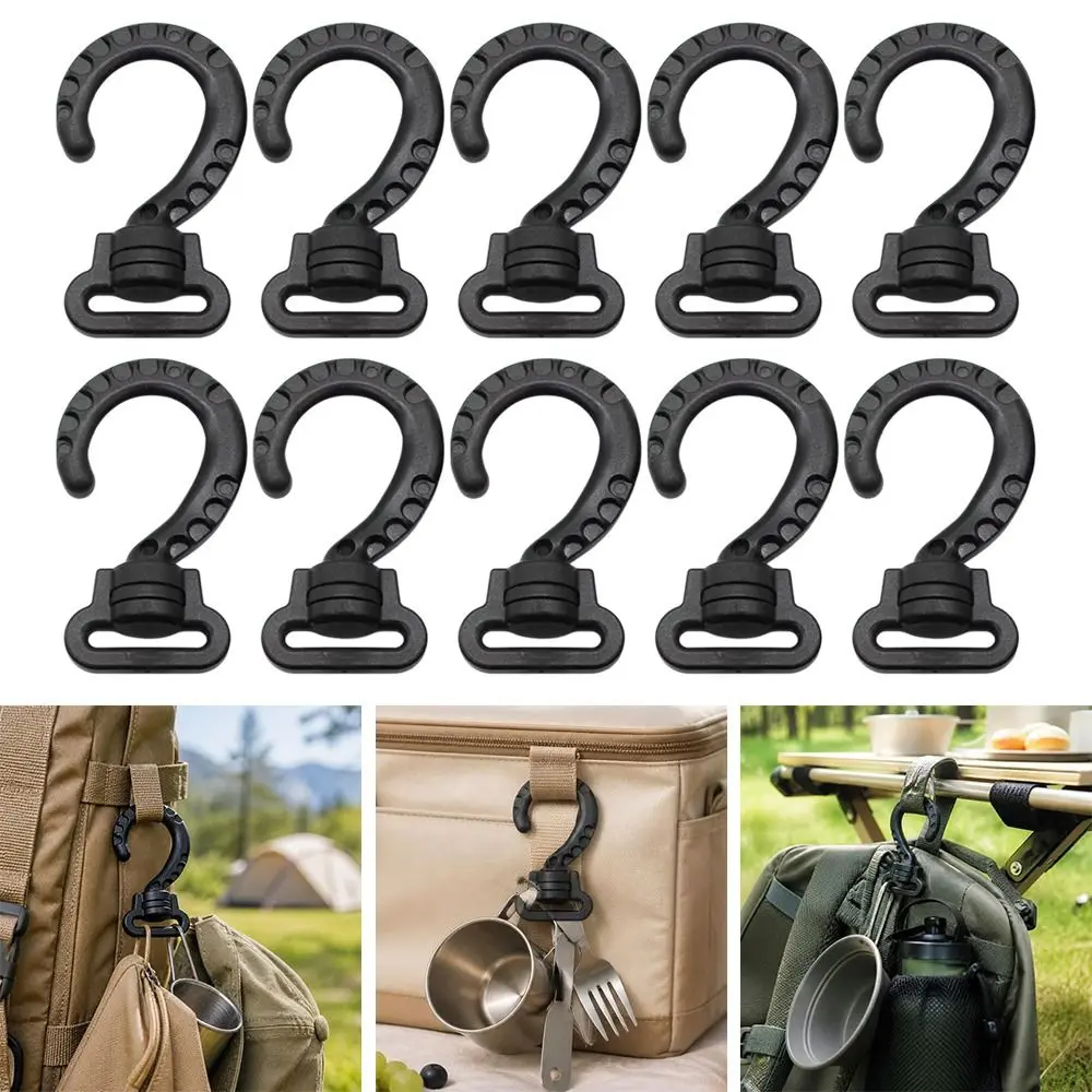 10pcs Inner Diameter 2.7cm Rotating Backpack Hook Large Plastic Outdoor Tent Hook Multi-functional S-Shaped Hanging Hooks