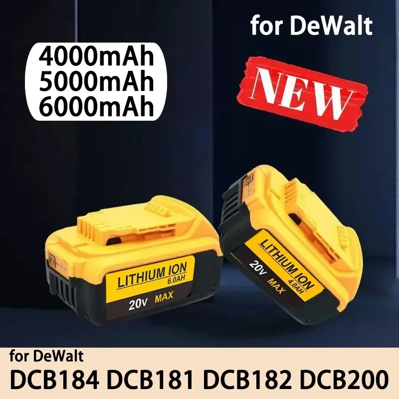 DCD800 20V battery for Dewei power tools 20V 4Ah 5Ah 6Ah rechargeable power tool lithium battery replacementDCB200 DCH172