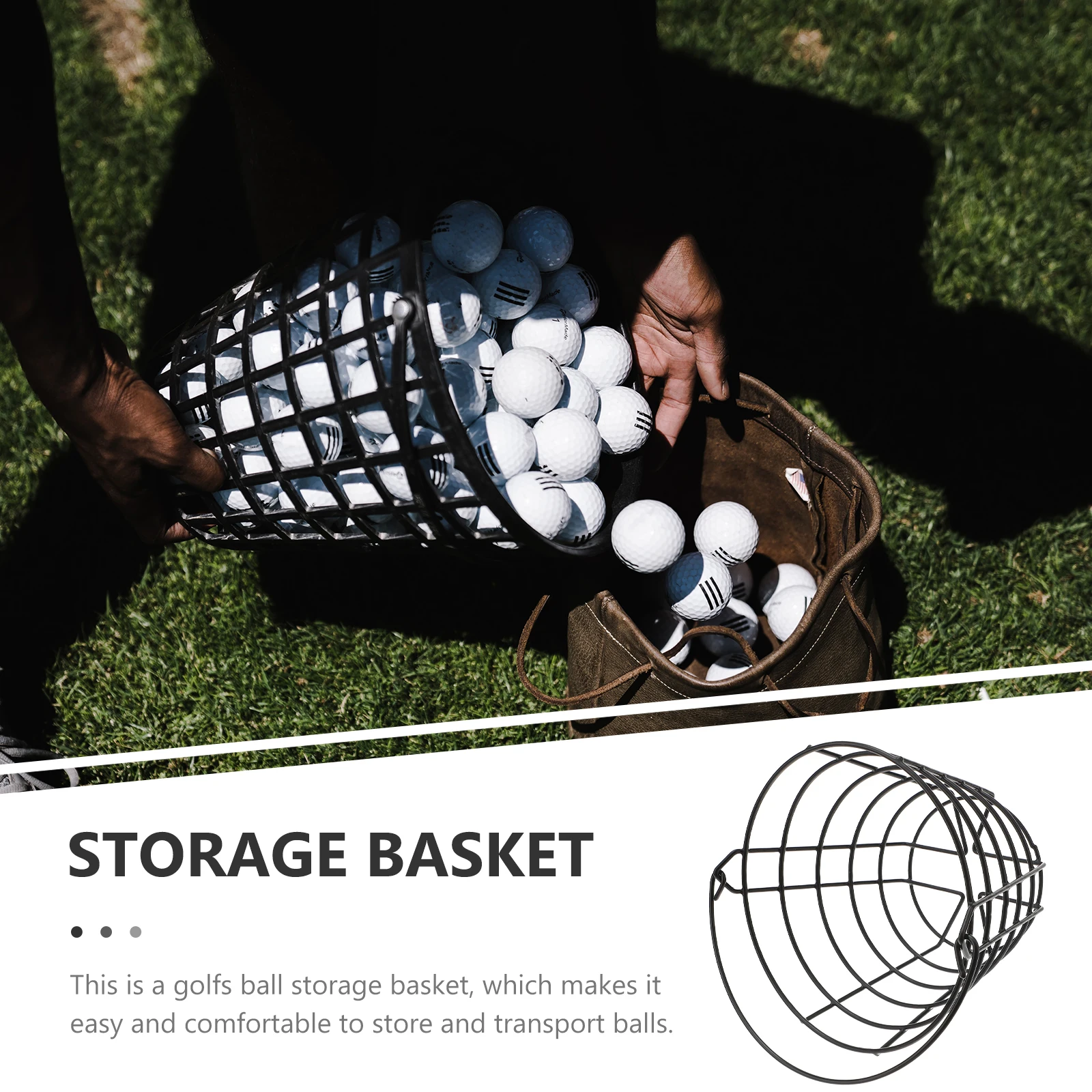 

1pc Golf Ball Basket Large Capacity Iron Steel Wire Storage Container Outdoor Metal Carrying Baskets Durable Dirt Leakage Clean