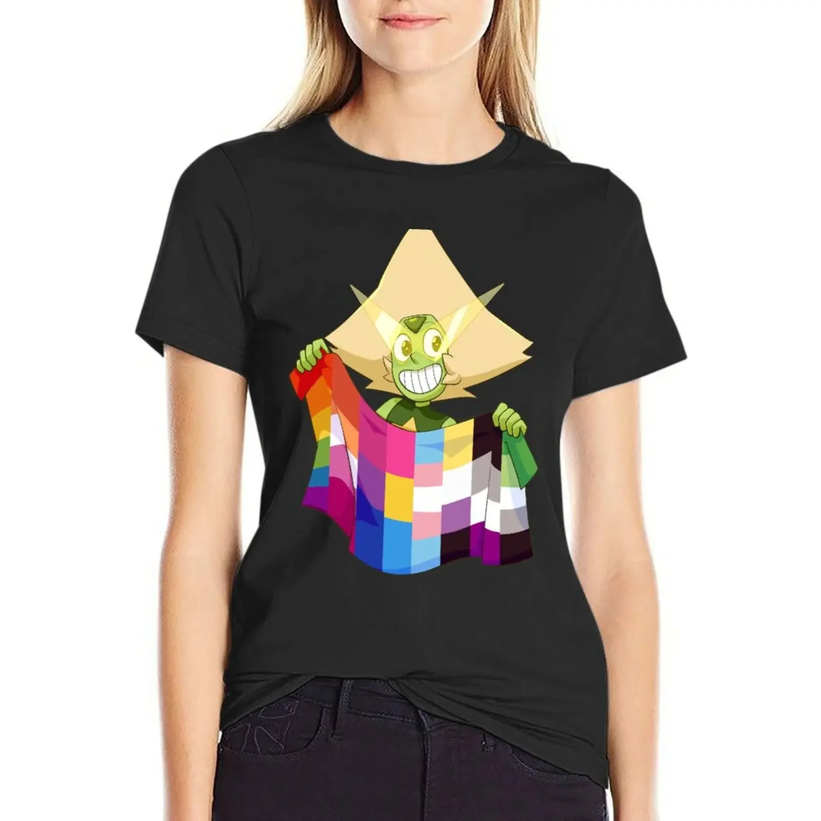 

LGBT+ Pride Flag Peridot T-Shirt anime clothes quick drying oversized tops for Women