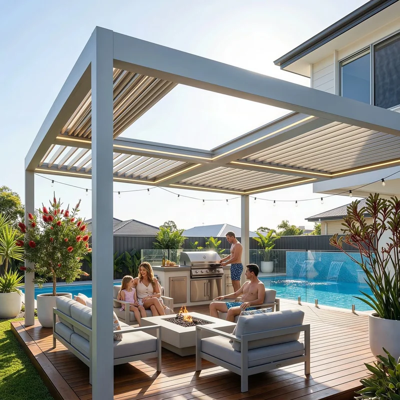 Custom-Color Heavy-Duty Aluminum Pergola 12 Options Waterproof-Resistant Eco-Friendly Retractable Canopy