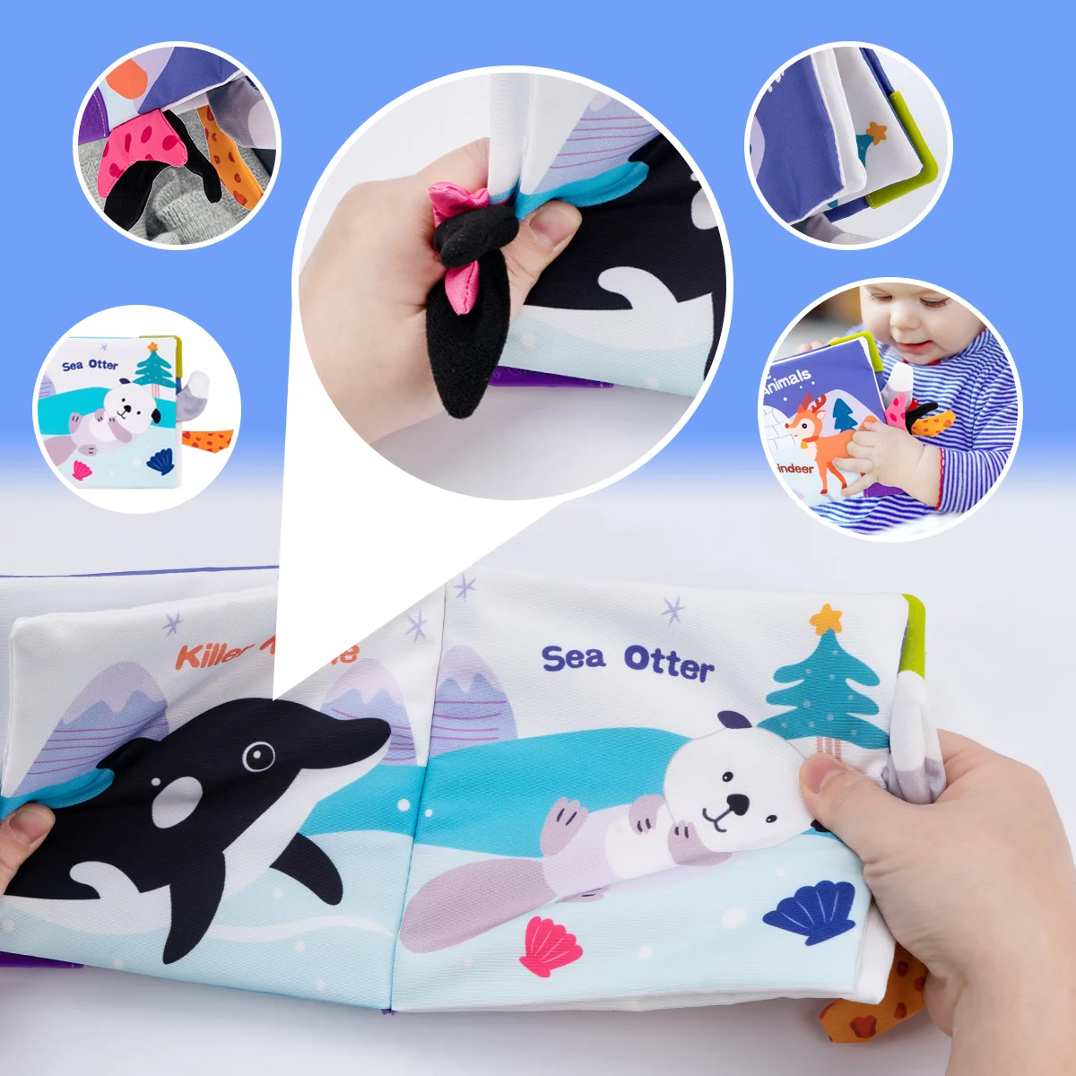 Libro in stoffa morbida per bambini con motivi e colori vivaci, giocattoli per l'educazione precoce in tessuto, regali di compleanno di Natale perfetti