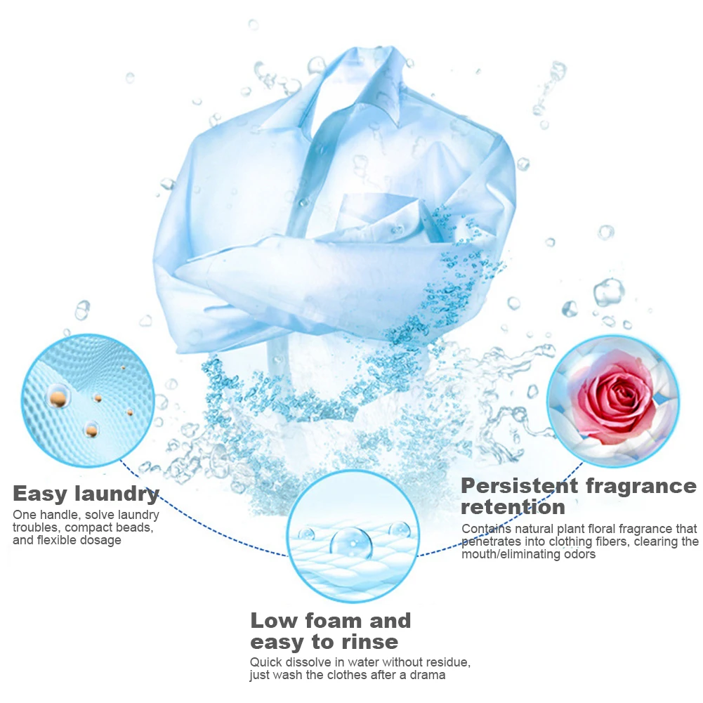 100Pcs Detergent Liquid Capsule Ball Anti Static Laundry Scent Booster Beads Lasting for Washing Machine