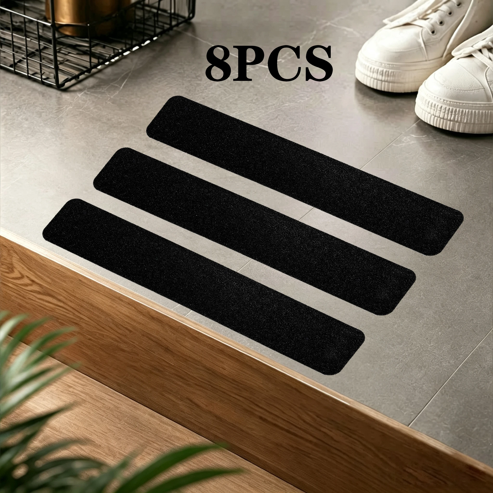 8 Pieces of Outdoor Stair Anti-Slip Tape, 5cm X 30cm, Self-Adhesive, Strong Grip, Suitable for Indoor/Outdoor Stairs, Steps, Boats, Swimming Pool Stairs, Safety Anti-Slip Tape