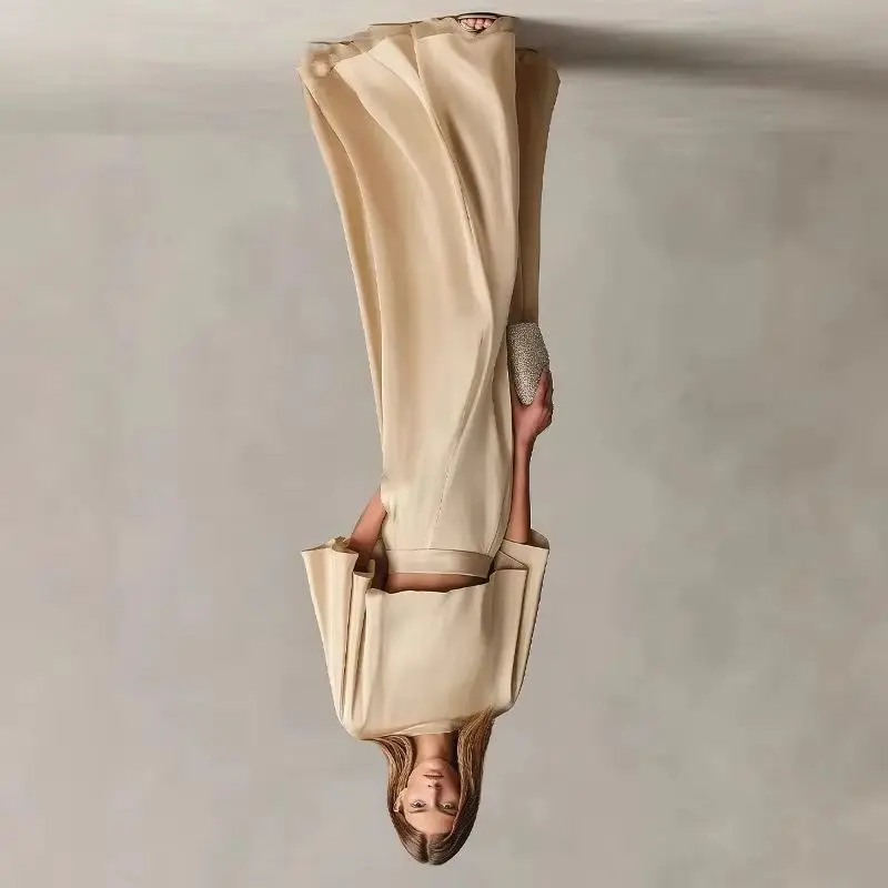 

Весенне-осеннее новое женское атласное платье с рукавами-шарфами: неподвластное времени, роскошное, элегантное, изысканное, простое, повседневное, подчеркивающее темперамент