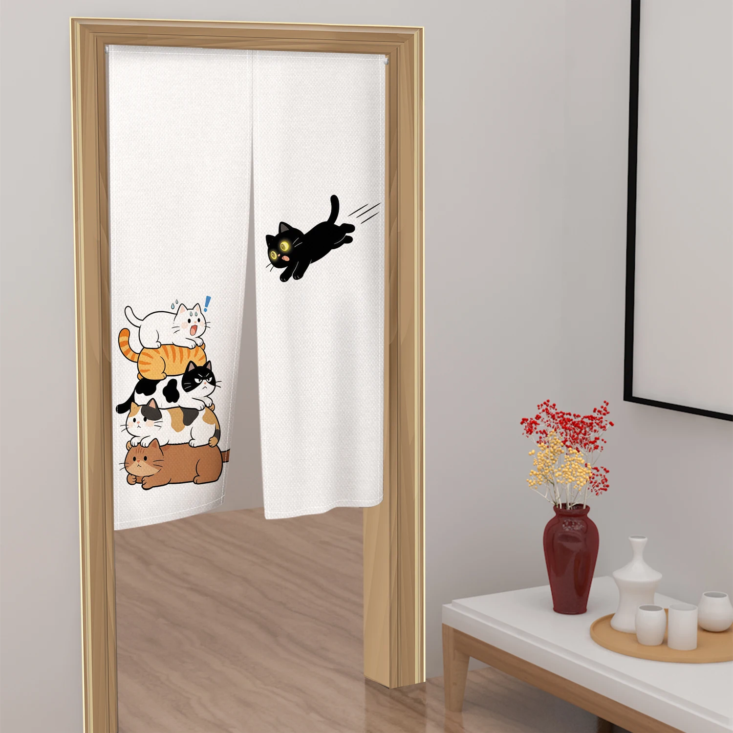 Japanese Split Door Curtains Noren Cat Dog Cute Stacking Design for Kids Room Pet Shop Decorative Kitchen Bedroom Home Partition