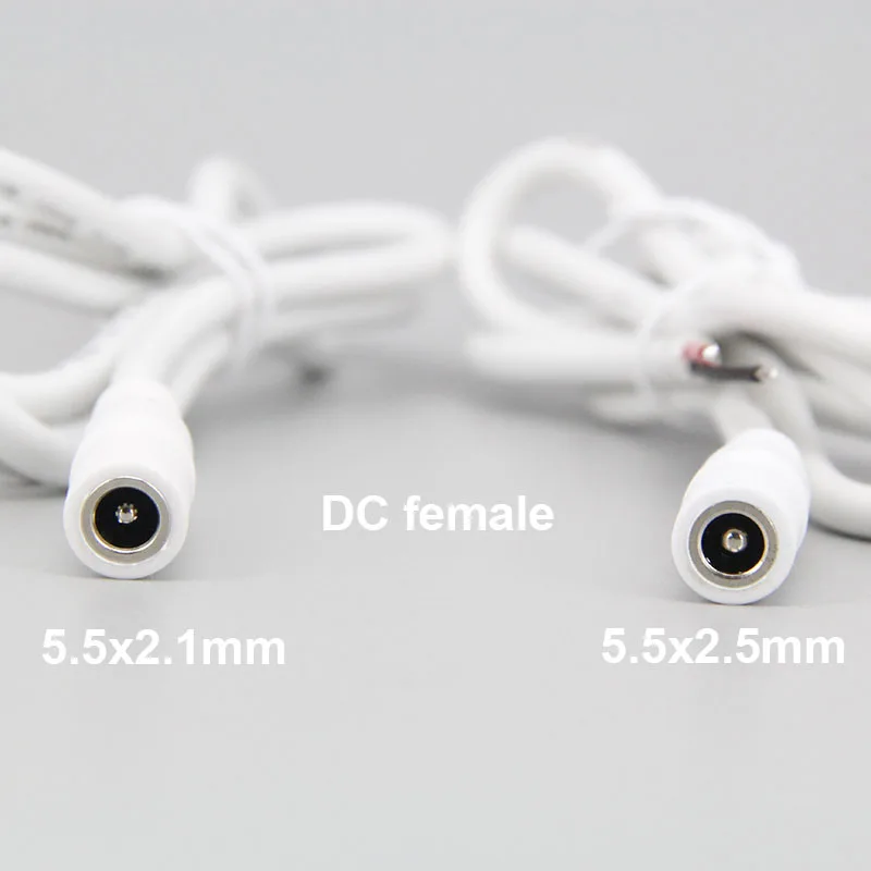 DC macho e fêmea conector cabo de extensão de alimentação, fio de cobre para câmera CCTV J17, 0.2m, 1m, 18awg, 5.5mm x 2.1mm, 2.5mm