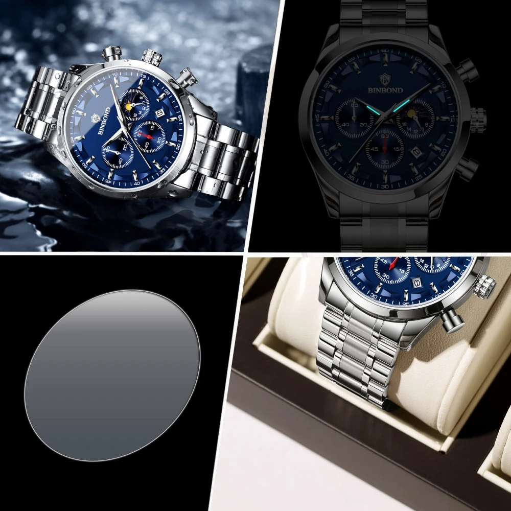 

Мужские часы высокого класса и роскошные водонепроницаемые спортивные часы Классические часы с ночником Мужские подарочные студенческие часы