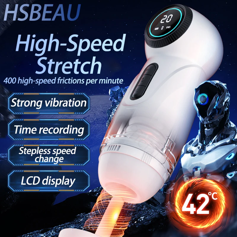 LCD Display Male Masturbation Cup 4 Modes Rotary Stretch Vibration Real Vagina Oral Blowjob Masturbator Adult Sex Toys For Men