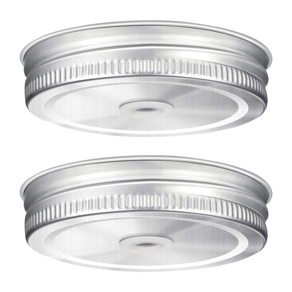 

2pcs Stainless Steel Straw Lids Leak Proof Canning Caps For Glass Jar Airtight Storage Tank Drinking Cover Secure Silicone Ring