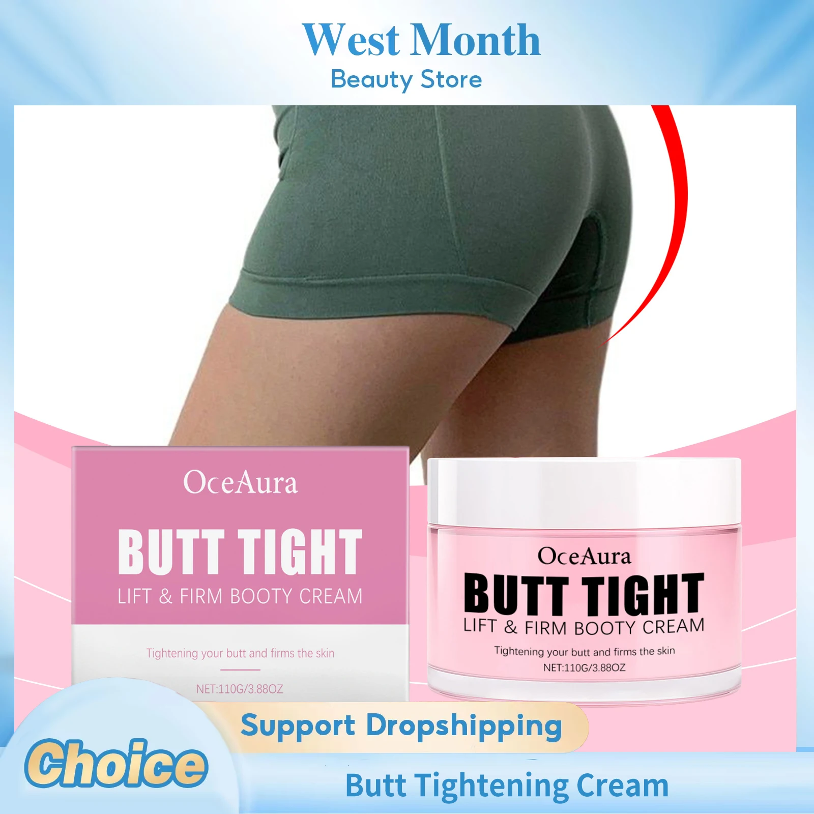 Butt Tightening Cream Butt Lift Up Firming Shaping Plump Prevent Sagging Hip Enhance Moisturizing Butt Enlargement Massage Cream