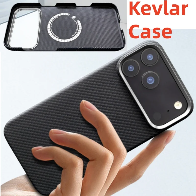 

Новый чехол для iPhone 17 Pro Max Air, арамидный чехол Magsafe из настоящего углеродного волокна, кевларовый чехол, ультратонкий легкий защитный чехол