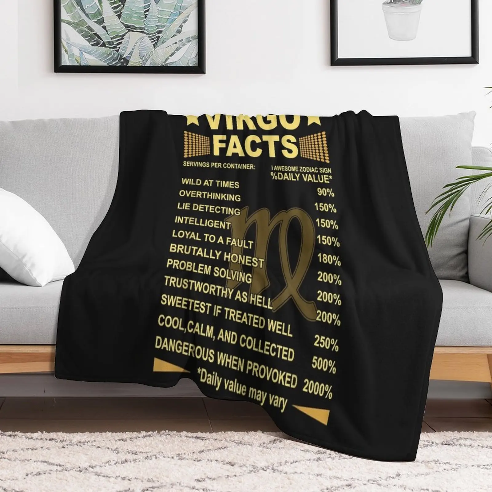 Virgo Facts Zodiac Funny Virgo Birthday Gift Tee Throw Blanket Hairy Sofa Bed Blankets